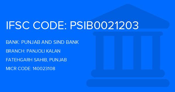 Punjab And Sind Bank (PSB) Panjoli Kalan Branch IFSC Code