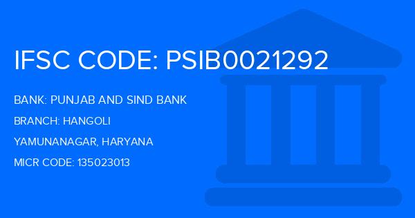 Punjab And Sind Bank (PSB) Hangoli Branch IFSC Code