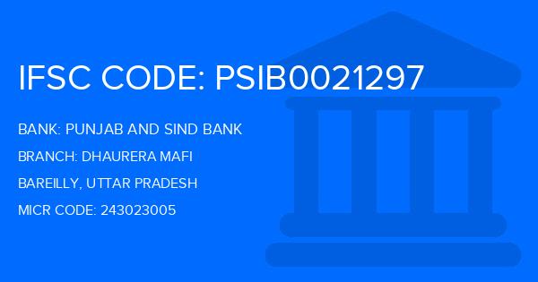 Punjab And Sind Bank (PSB) Dhaurera Mafi Branch IFSC Code