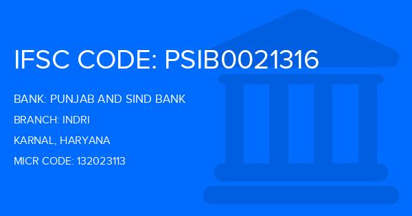 Punjab And Sind Bank (PSB) Indri Branch IFSC Code