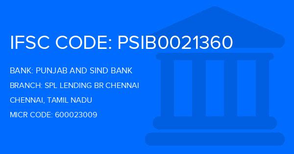 Punjab And Sind Bank (PSB) Spl Lending Br Chennai Branch IFSC Code