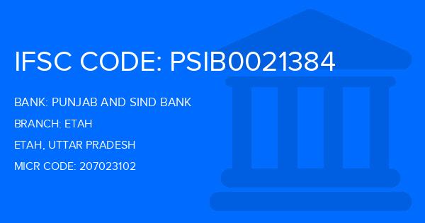 Punjab And Sind Bank (PSB) Etah Branch IFSC Code