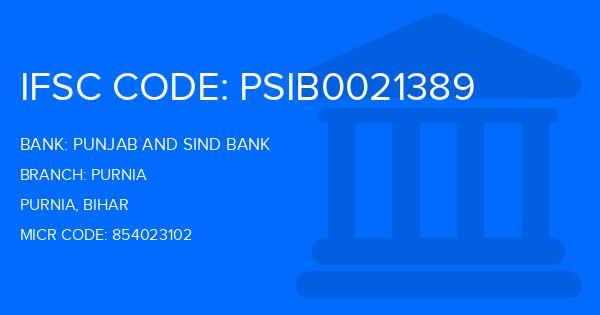 Punjab And Sind Bank (PSB) Purnia Branch IFSC Code