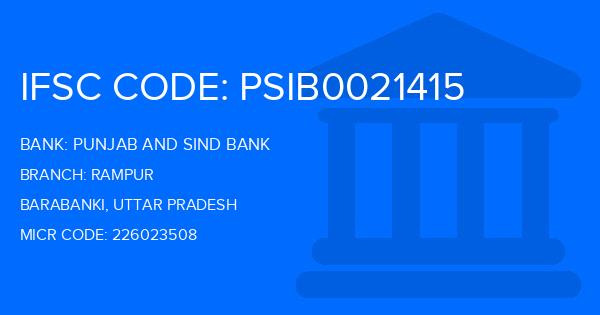 Punjab And Sind Bank (PSB) Rampur Branch IFSC Code