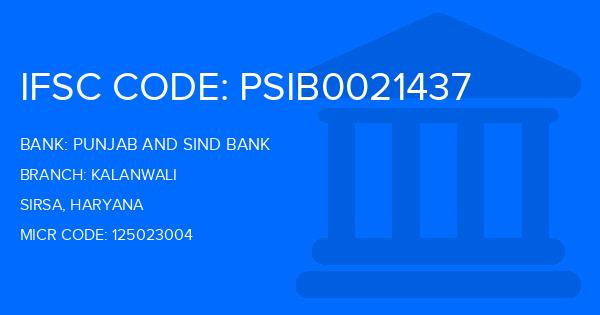 Punjab And Sind Bank (PSB) Kalanwali Branch IFSC Code