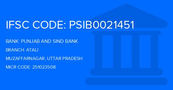 Punjab And Sind Bank (PSB) Atali Branch IFSC Code