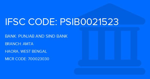Punjab And Sind Bank (PSB) Amta Branch IFSC Code