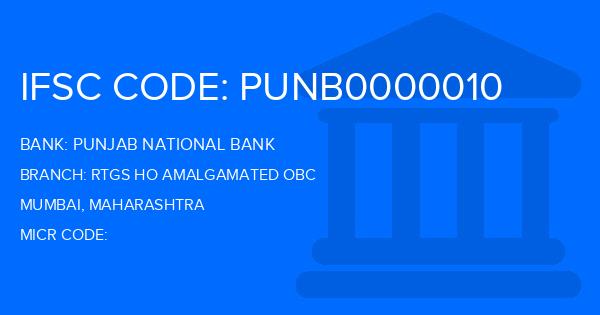 Punjab National Bank (PNB) Rtgs Ho Amalgamated Obc Branch IFSC Code