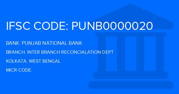 Punjab National Bank (PNB) Inter Branch Reconcialation Dept Branch IFSC Code