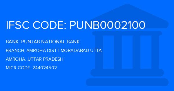 Punjab National Bank (PNB) Amroha Distt Moradabad Utta Branch IFSC Code