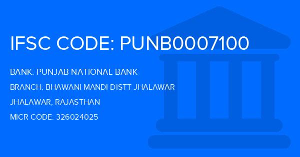 Punjab National Bank (PNB) Bhawani Mandi Distt Jhalawar Branch IFSC Code