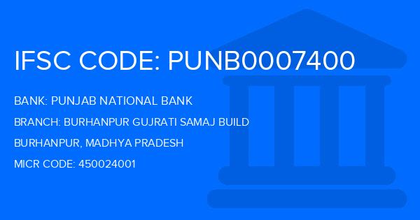 Punjab National Bank (PNB) Burhanpur Gujrati Samaj Build Branch IFSC Code