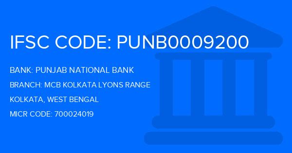 Punjab National Bank (PNB) Mcb Kolkata Lyons Range Branch IFSC Code