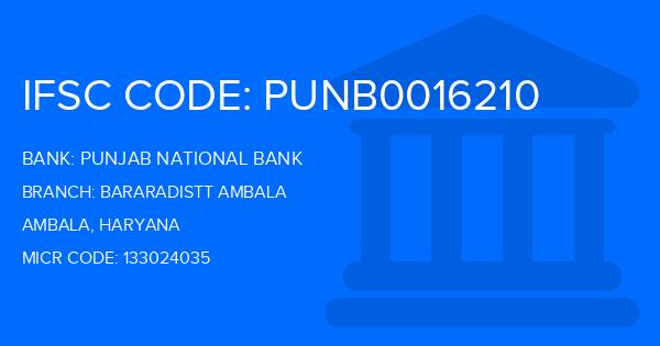 Punjab National Bank (PNB) Bararadistt Ambala Branch IFSC Code