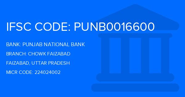 Punjab National Bank (PNB) Chowk Faizabad Branch IFSC Code