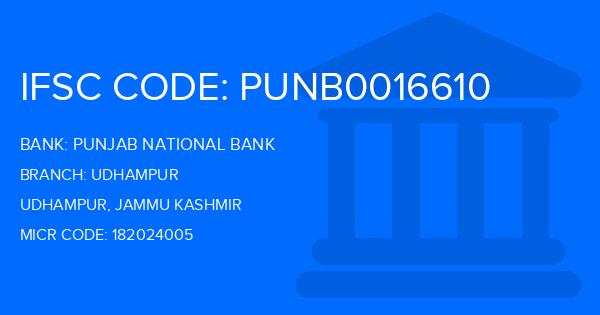 Punjab National Bank (PNB) Udhampur Branch IFSC Code