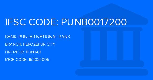 Punjab National Bank (PNB) Ferozepur City Branch IFSC Code