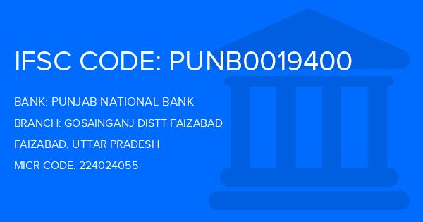 Punjab National Bank (PNB) Gosainganj Distt Faizabad Branch IFSC Code