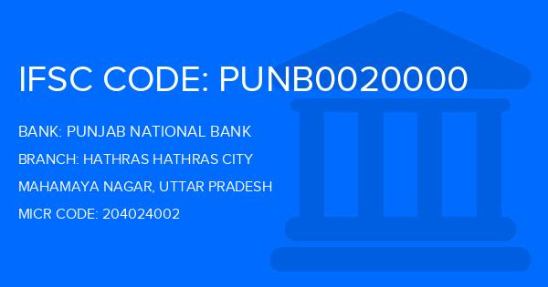 Punjab National Bank (PNB) Hathras Hathras City Branch IFSC Code
