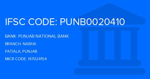 Punjab National Bank (PNB) Nabha Branch IFSC Code