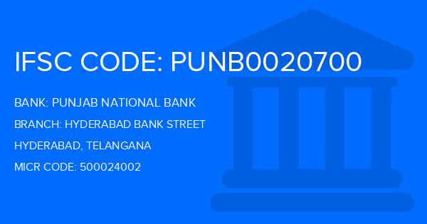 Punjab National Bank (PNB) Hyderabad Bank Street Branch IFSC Code