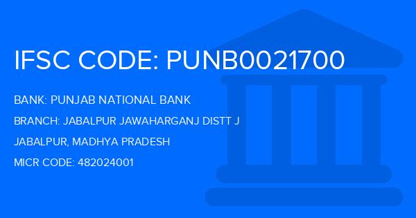 Punjab National Bank (PNB) Jabalpur Jawaharganj Distt J Branch IFSC Code