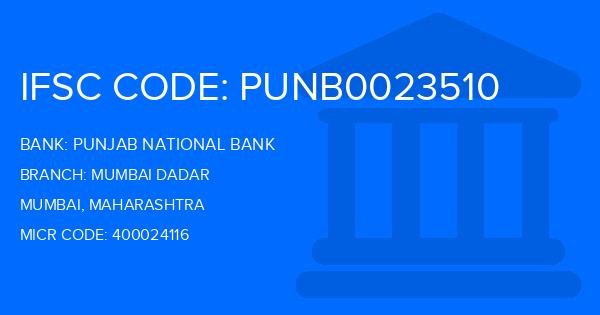 Punjab National Bank (PNB) Mumbai Dadar Branch IFSC Code