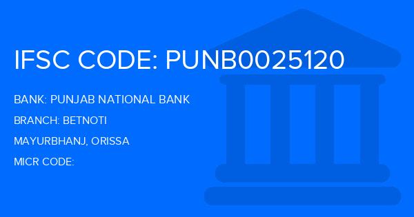 Punjab National Bank (PNB) Betnoti Branch IFSC Code