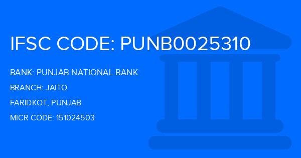 Punjab National Bank (PNB) Jaito Branch IFSC Code