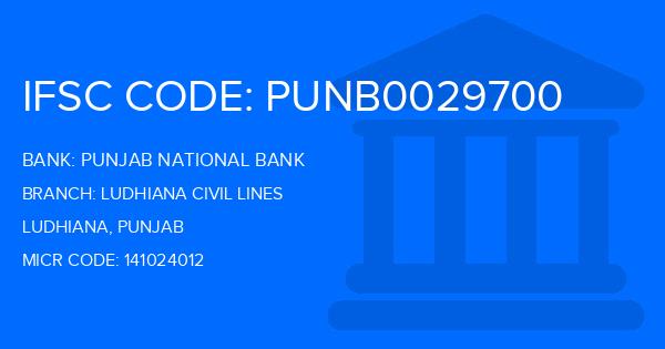 Punjab National Bank (PNB) Ludhiana Civil Lines Branch IFSC Code