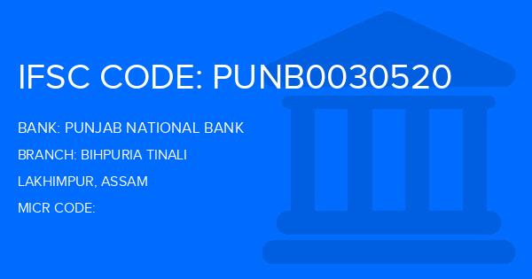 Punjab National Bank (PNB) Bihpuria Tinali Branch IFSC Code
