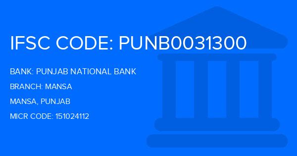 Punjab National Bank (PNB) Mansa Branch IFSC Code