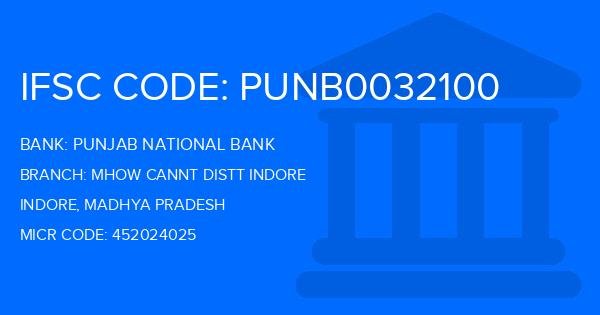 Punjab National Bank (PNB) Mhow Cannt Distt Indore Branch IFSC Code