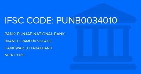 Punjab National Bank (PNB) Rampur Village Branch IFSC Code