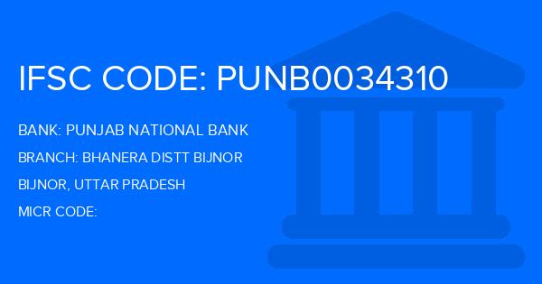 Punjab National Bank (PNB) Bhanera Distt Bijnor Branch IFSC Code