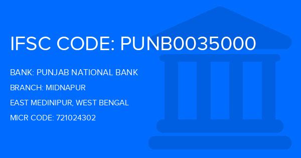 Punjab National Bank (PNB) Midnapur Branch IFSC Code