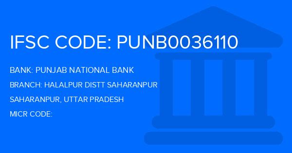 Punjab National Bank (PNB) Halalpur Distt Saharanpur Branch IFSC Code