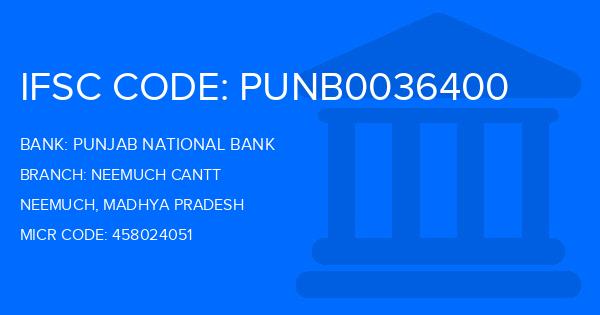Punjab National Bank (PNB) Neemuch Cantt Branch IFSC Code
