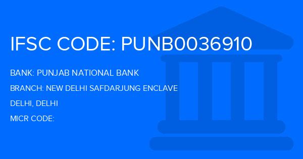 Punjab National Bank (PNB) New Delhi Safdarjung Enclave Branch IFSC Code