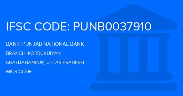 Punjab National Bank (PNB) Korrukuiyan Branch IFSC Code