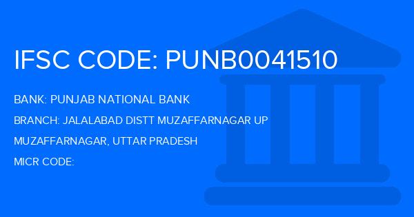 Punjab National Bank (PNB) Jalalabad Distt Muzaffarnagar Up Branch IFSC Code