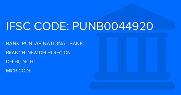 Punjab National Bank (PNB) New Delhi Region Branch IFSC Code