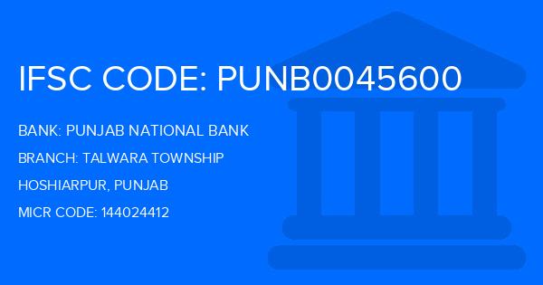 Punjab National Bank (PNB) Talwara Township Branch IFSC Code