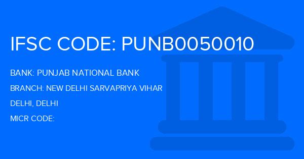 Punjab National Bank (PNB) New Delhi Sarvapriya Vihar Branch IFSC Code