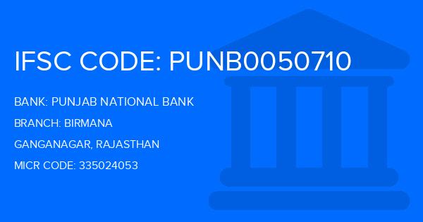 Punjab National Bank (PNB) Birmana Branch IFSC Code
