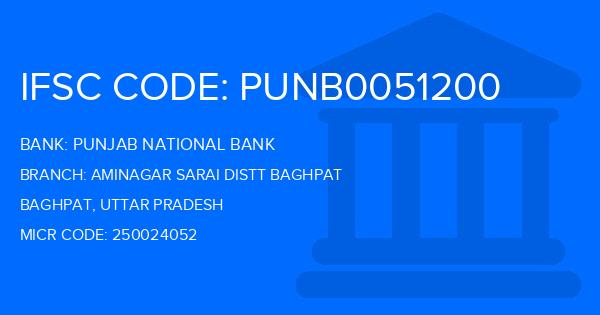 Punjab National Bank (PNB) Aminagar Sarai Distt Baghpat Branch IFSC Code