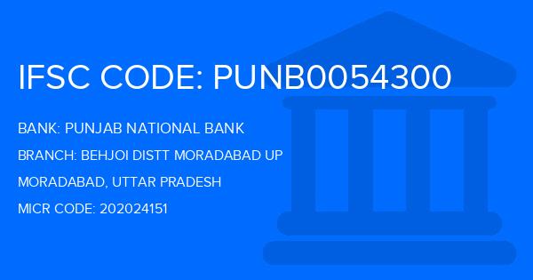 Punjab National Bank (PNB) Behjoi Distt Moradabad Up Branch IFSC Code
