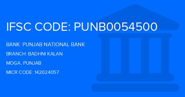 Punjab National Bank (PNB) Badhni Kalan Branch IFSC Code