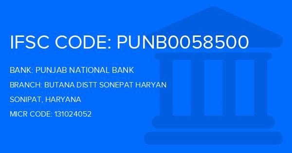 Punjab National Bank (PNB) Butana Distt Sonepat Haryan Branch IFSC Code