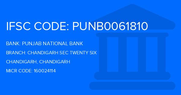 Punjab National Bank (PNB) Chandigarh Sec Twenty Six Branch IFSC Code